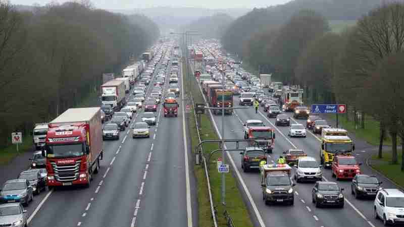 A56 Crashes to a Halt as Lorry Overturns in Rossendale, Concept art for illustrative purpose, tags: traffic - Monok